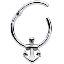 Load image into Gallery viewer, 16G 3/8 Nautical Anchor Hinged Segment Ring