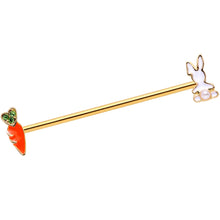 Load image into Gallery viewer, 14G Green Gem Gold Tone Easter Bunny Industrial Barbell 38mm