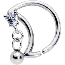 Load image into Gallery viewer, 16G 3/8 Clear CZ Gem Crescent Moon Heart Dangle Closure Ring