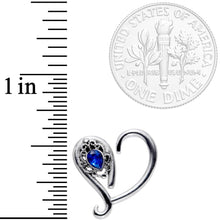Load image into Gallery viewer, 16G 3/8 Deep Blue Gem Open Right Heart Closure Ring
