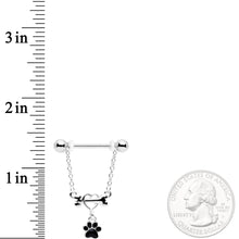 Load image into Gallery viewer, 14G Love My Dog Paw Print Dangle Nipple Ring Set