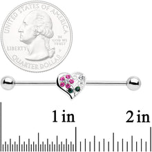 Load image into Gallery viewer, 14G Clear Pink Gem Flower Heart Barbell Industrial