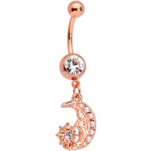 Load image into Gallery viewer, Clear Gem Rose Gold Tone Shooting Star Dangle Belly Ring