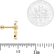 Load image into Gallery viewer, 16G 1/4 Clear CZ Gem Gold Tone Flower Cartilage Tragus