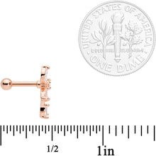 Load image into Gallery viewer, 16G 1/4 Clear CZ Gem Rose Gold Tone Flower Cartilage Tragus