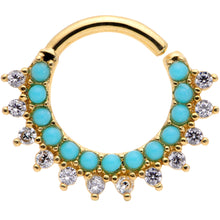 Load image into Gallery viewer, 16G 5/16 Turquoise Gold Tone Western CZ Bendable Daith Cartilage