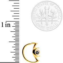 Load image into Gallery viewer, 18G 3/8 Clear Gem Gold Tone Crescent Moon Closure Ring