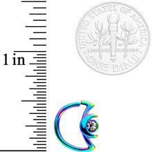 Load image into Gallery viewer, 18G 3/8 Clear Gem Rainbow Crescent Moon Closure Ring