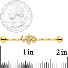 Load image into Gallery viewer, 14G Clear Gem Gold Tone Elephant Industrial Barbell 38mm