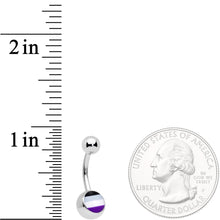 Load image into Gallery viewer, Black Grey White Purple Asexual Pride Flag Belly Ring