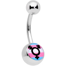 Load image into Gallery viewer, Pink Blue White Transgender Pride Logo Belly Ring