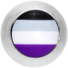 Load image into Gallery viewer, 16G 1/4 Black Grey Purple Asexual Pride Flag Cartilage Tragus