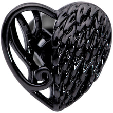 Load image into Gallery viewer, 16G 1/4 Black Angels Wing Heart Tragus Cartilage Earring
