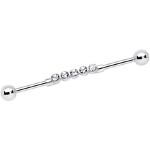 Load image into Gallery viewer, 14G Clear CZ Gem Quintuplet Industrial Barbell 38mm
