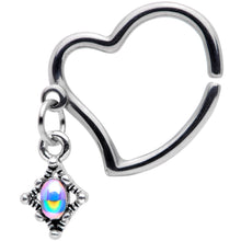 Load image into Gallery viewer, 16G 3/8 Aurora Orb Funky Heart Right Ear Dangle Closure Ring