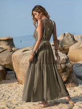 Load image into Gallery viewer, White V-Neck Tie Shoulder Maxi Dress Effortless & Flowy Summer Essential Long Girls Dress