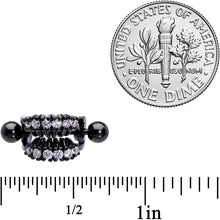 Load image into Gallery viewer, 16G 1/2 Clear CZ Gem Black Scary Fang Halloween Cartilage Cuff