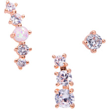 Load image into Gallery viewer, 16G 1/4 Clear CZ Rose Gold PVD Internally Threaded Tragus Set