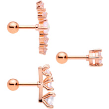 Load image into Gallery viewer, 16G 1/4 Clear CZ Rose Gold PVD Internally Threaded Tragus Set