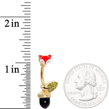 Load image into Gallery viewer, Gold Tone Wilderness Fox and Acorn Double Mount Belly Ring