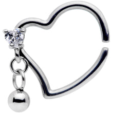 Load image into Gallery viewer, 16G 3/8 Clear CZ Gem Funky Heart Right Dangle Closure Ring
