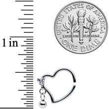 Load image into Gallery viewer, 16G 3/8 Clear CZ Gem Funky Heart Right Dangle Closure Ring