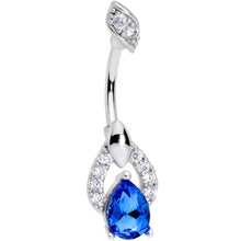 Load image into Gallery viewer, Blue CZ Gem Art Deco Drop Glamour Double Mount Belly Ring