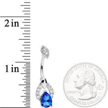 Load image into Gallery viewer, Blue CZ Gem Art Deco Drop Glamour Double Mount Belly Ring