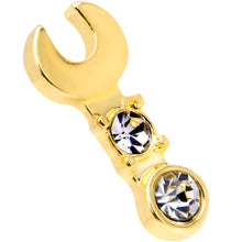 Load image into Gallery viewer, 16G 1/4 Clear CZ Gem Gold Tone Crescent Wrench Cartilage Tragus
