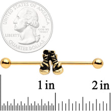 Load image into Gallery viewer, 14G Gold Tone Boxing Gloves Industrial Barbell 38mm