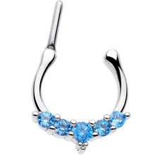 Load image into Gallery viewer, 16G 3/8 Blue CZ Gem Blaze Cartilage Clicker