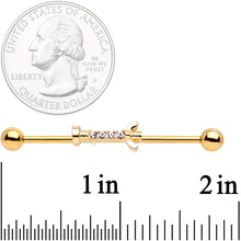 Load image into Gallery viewer, 14G Clear CZ Gem Gold Tone Wing Nut Industrial Barbell 38mm