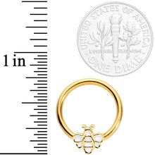 Load image into Gallery viewer, 14G 1/2 Gold Tone Bumble Bee BCR Captive Nipple Ring Set