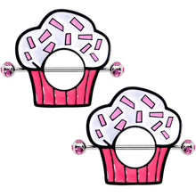 Load image into Gallery viewer, 14G 33mm Pink Gem Sprinkle Cupcake Nipple Shield Set