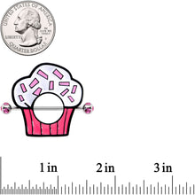 Load image into Gallery viewer, 14G 33mm Pink Gem Sprinkle Cupcake Nipple Shield Set