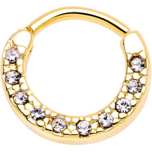 Load image into Gallery viewer, 16G 5/16 Clear Gem Gold Tone Paved Cartilage Clicker