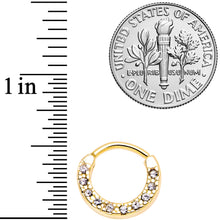 Load image into Gallery viewer, 16G 5/16 Clear Gem Gold Tone Paved Cartilage Clicker