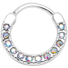 Load image into Gallery viewer, 16G 3/8 Aurora Gem Paved Septum Clicker