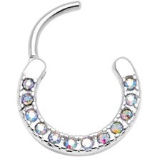 Load image into Gallery viewer, 16G 3/8 Aurora Gem Paved Septum Clicker