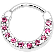 Load image into Gallery viewer, 16G 5/16 Pink Gem Paved Cartilage Clicker
