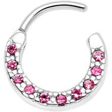 Load image into Gallery viewer, 16G 5/16 Pink Gem Paved Cartilage Clicker