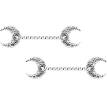 Load image into Gallery viewer, 14G Clear Gem Witch Moon Twisted Barbell Nipple Ring Set