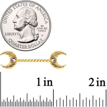 Load image into Gallery viewer, 14G Clear Gem Gold Tone Witch Moon Barbell Nipple Ring Set