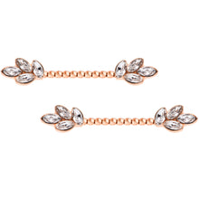 Load image into Gallery viewer, 14G Clear Gem Rose Gold Tone Leaf Twisted Barbell Nipple Ring Set