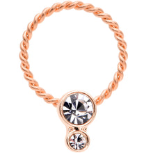 Load image into Gallery viewer, 16G 3/8 Clear Gem Duo Rose Gold Tone Twisted BCR Captive Ring
