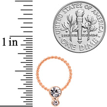 Load image into Gallery viewer, 16G 3/8 Clear Gem Duo Rose Gold Tone Twisted BCR Captive Ring