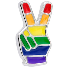 Load image into Gallery viewer, Gay Pride Rainbow Hand Peace Sign Barbell Tongue Ring