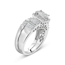 Load image into Gallery viewer, Sterling Silver 1.0 Cttw Diamond Composite Head Bridal Engagement Ring Set