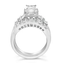 Load image into Gallery viewer, Sterling Silver 1.0 Cttw Diamond Composite Head Bridal Engagement Ring Set