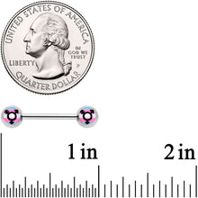 Load image into Gallery viewer, 14G 9/16 Transgender Pride Logo Barbell Nipple Ring Set